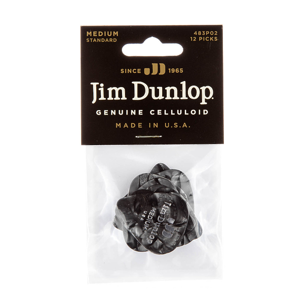 Медиаторы Dunlop 483P02MD Celluloid Black Pearloid Medium (12 шт) артикул 319761Si-1