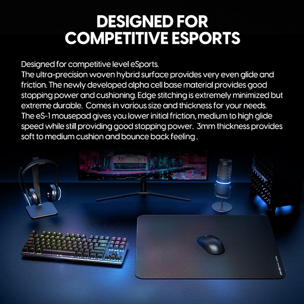 Игровой коврик Pulsar ES1 Mouse Pad 3mm XL 490x420 Black артикул 314936Si-1 фото 8