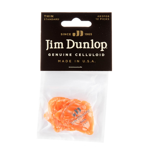 Медиаторы Dunlop 483P08TH Celluloid Orange Pearloid Thin (12 шт) артикул 312906Si-1