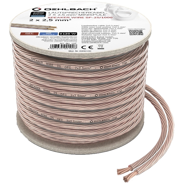 Акустический кабель Oehlbach PERFORMANCE Speaker Wire SP-7 20m, Spool clear, D1C202 артикул 281217Si-1