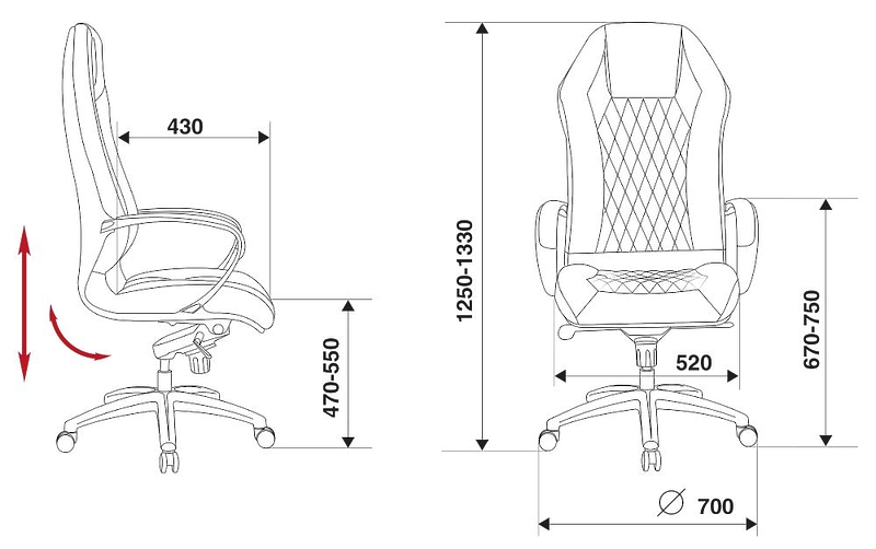 Кресло Бюрократ AURA/BLACK (Office chair _Aura black leather cross aluminum) артикул 263419Si-1 фото 6