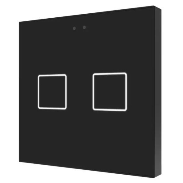 Сенсорный выключатель KNX Zennio Flat 2 V2, 2-кнопочный, черный артикул 245227Si-1