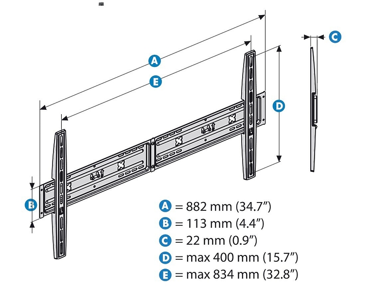 Крепёж для телевизора Meliconi Stile Slim S800 (настенное крепление для телевизора 50-63") артикул 350904FV-1 фото 4
