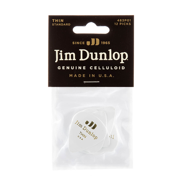 Медиаторы Dunlop 483P01TH Celluloid White Thin (12 шт) артикул 312890Si-1