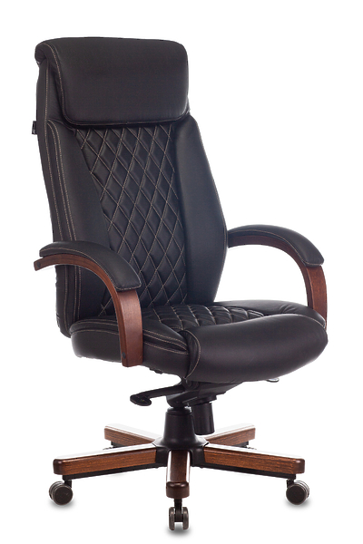 Кресло Бюрократ T-9924WALNUT/BLACK (Office chair T-9924WALNUT black leather cross metal/wood) артикул 263401Si-1