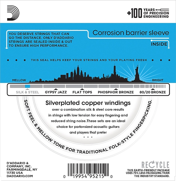 Струны D'Addario EJ35 SET FOLK SILK & STEEL 12STR 11-47 артикул 273684Si-1 фото 3
