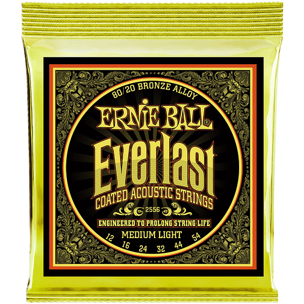 Струны для акустической гитары Ernie Ball 2556 Everlast 80/20 Bronze Medium Light 12-16-24w-32-44-54 артикул 291600Si-1