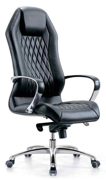 Кресло Бюрократ AURA/BLACK (Office chair _Aura black leather cross aluminum) артикул 263419Si-1