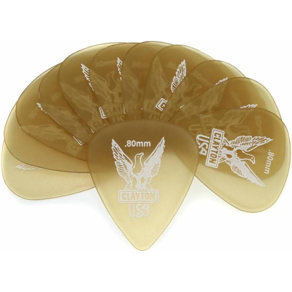 Медиаторы CLAYTON UST80/12 - 0.80 mm ULTEM gold уменьшенный 12 шт артикул 290780Si-1