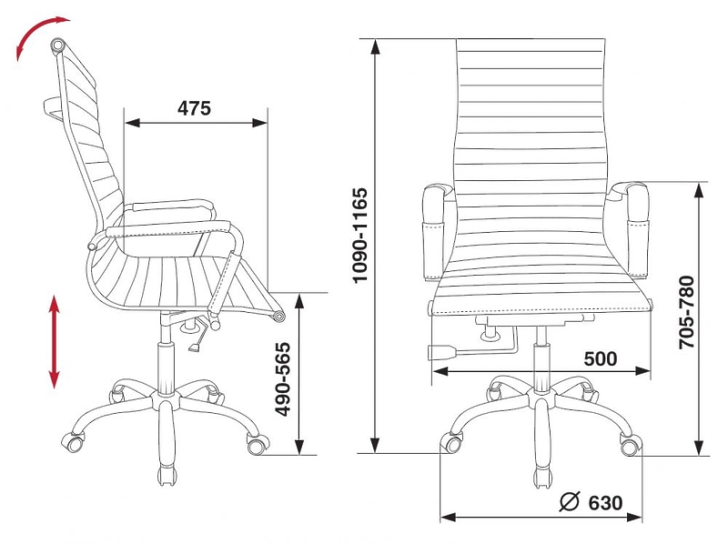 Кресло Бюрократ CH-883/BLACK (Office chair CH-883 black eco.leather cross metal хром) артикул 263344Si-1 фото 6