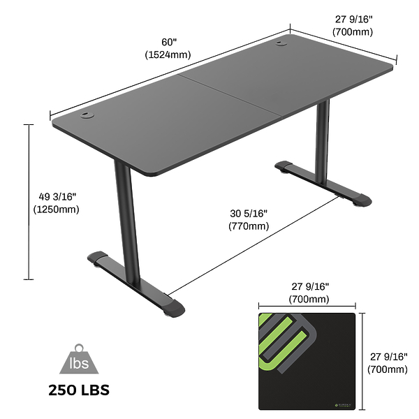 Стол письменный (для компьютера) EUREKA ERK-IOD-60B-V4 с шириной 152 см, Black артикул 285698Si-1 фото 6