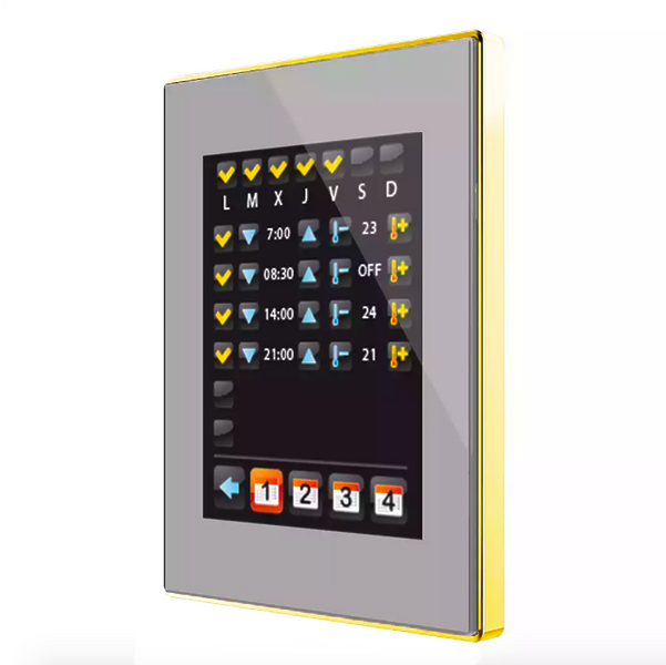 Сенсорная панель KNX Zennio Z41 Lite серебро, алюминиевая рамка под золото артикул 245175Si-1
