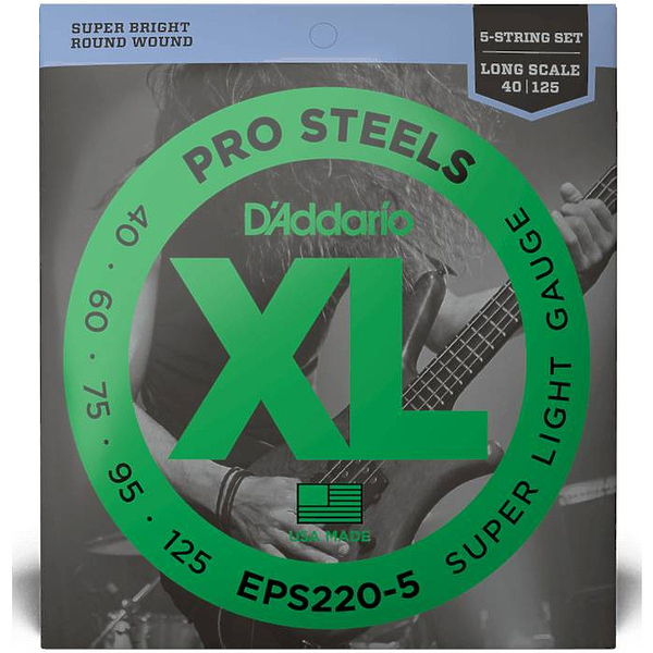 Струны D'Addario EPS220-5 PROSTEELS 5-STRING BASS SUPER LIGHT 40-125 артикул 273647Si-1