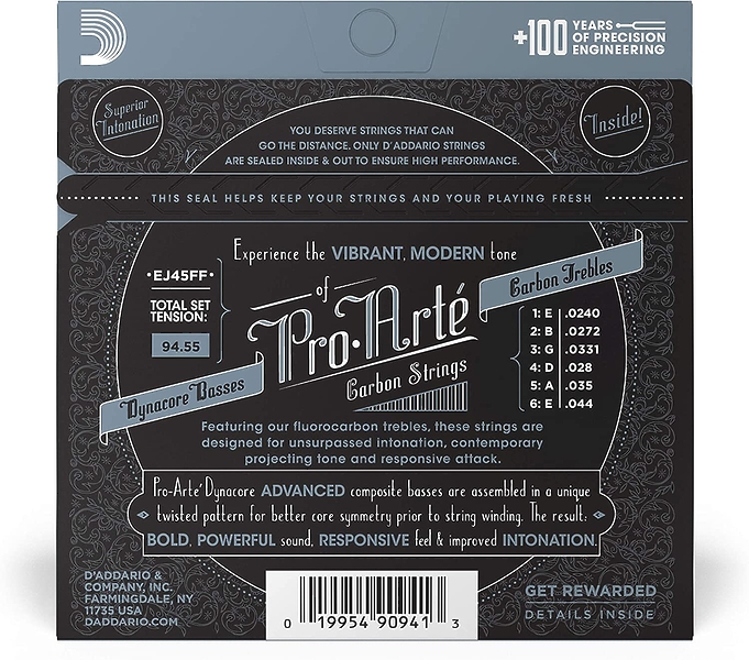 Струны D'Addario EJ45FF PRO-ART? CARBON, DYNACORE BASSES, NORMAL TENSION артикул 274029Si-1 фото 5