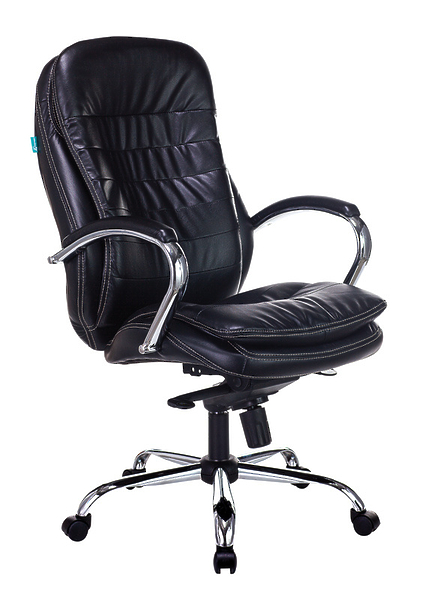 Кресло Бюрократ T-9950/BLACK-PU (Office chair T-9950 black eco.leather cross metal хром) артикул 263425Si-1