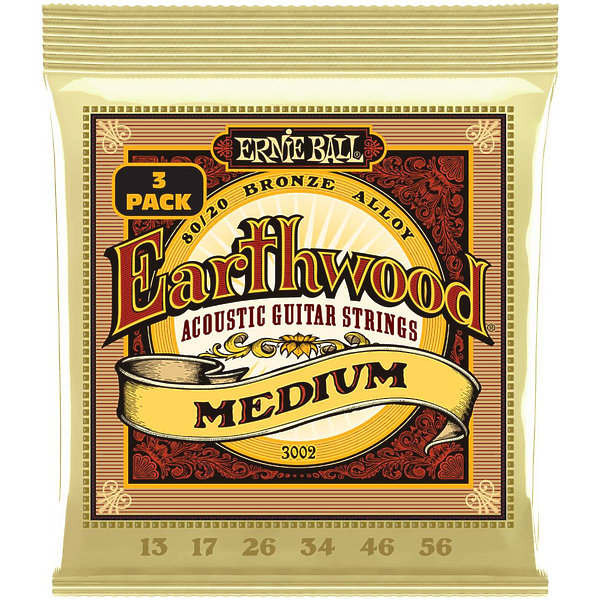 Струны для акустической гитары Ernie Ball 3002 Earthwood Medium 80/20 Bronze 13-56 артикул 291607Si-1