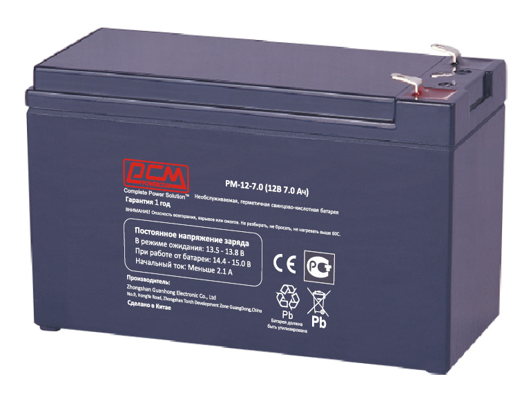 Батарея для ИБП Powercom PM-12-7.0 12В 7.0Ач артикул 268157Si-1