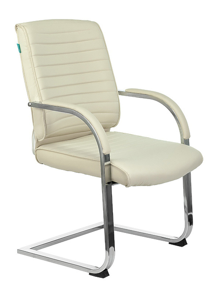 Кресло Бюрократ T-8010N-LOW-V/IVORY (Office chair T-8010N-LOW-V ivory OR-10 eco.leather low back runners metal хром) артикул 263470Si-1