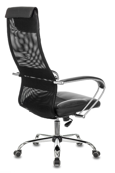 Кресло Бюрократ CH-608SL/BLACK (Office chair CH-608SL black TW-01 TW-11 eco.leather/gauze headrest cross metal хром) артикул 263193Si-1 фото 5
