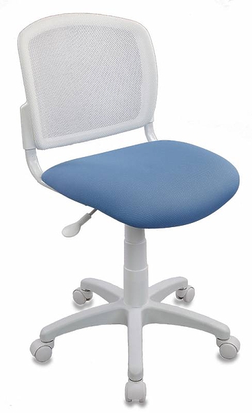 Кресло Бюрократ CH-W296NX/26-24 (Children chair CH-W296NX white TW-15 seatblue 26-24 mesh/fabric cross plastic plastik белый) артикул 263447Si-1