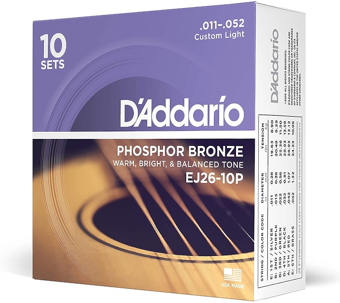 Струны для акустической гитары D'Addario EJ26-10P (10 компл.) артикул 308087Si-1 фото 3