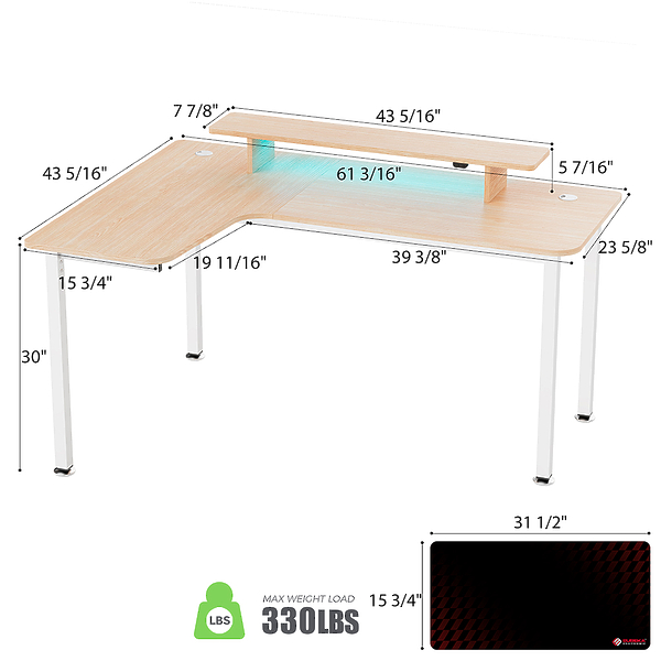 Стол письменный (для компьютера) EUREKA L60L-MW Maple артикул 293721Si-1 фото 3