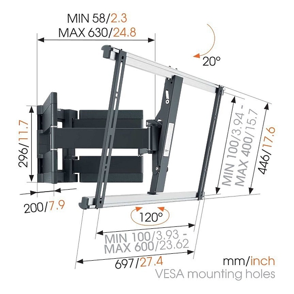 Кронштейн для телевизора Vogels THIN 550 Black артикул 182071Si-1 фото 4