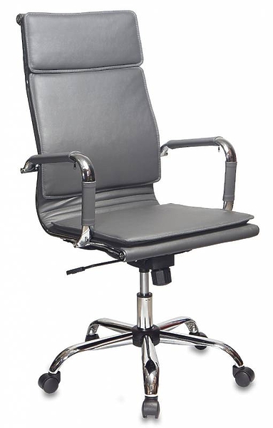 Кресло Бюрократ CH-993/GREY (Office chair CH-993 grey eco.leather cross metal хром) артикул 263383Si-1
