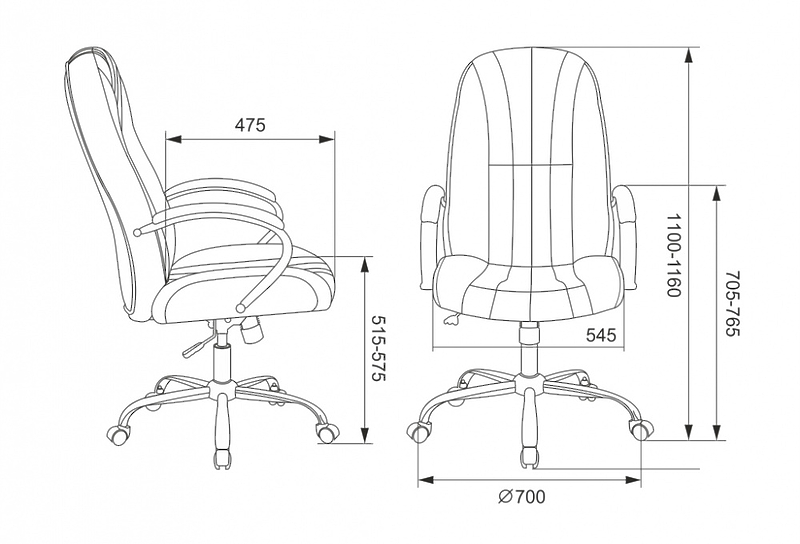 Кресло Бюрократ T-898SL/BLACK (Office chair T-898SL black eco.leather cross metal хром) артикул 263231Si-1 фото 7