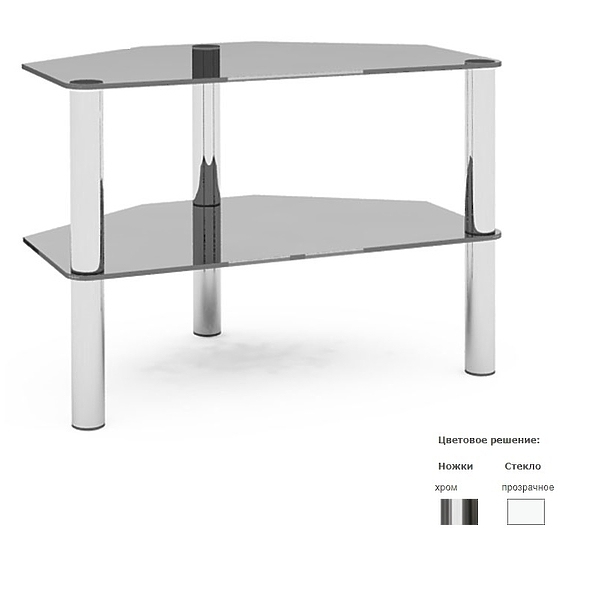 Подставка под телевизор MD TV01 (хром/прозрачное стекло) Flatform артикул 246550Si-1