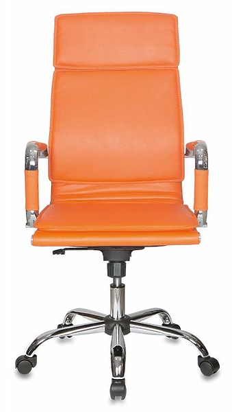 Кресло Бюрократ CH-993/ORANGE (Office chair CH-993 orange eco.leather cross metal хром) артикул 263384Si-1 фото 3