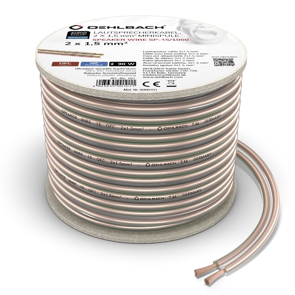 Акустический кабель Oehlbach PERFORMANCE Speaker Cable 2x1,50mm2, clear 30m Spool, D1C107 артикул 281216Si-1