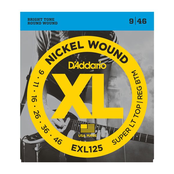 Струны D'Addario ESXL12 NICKEL WOUND SUPER LIGHT TOP/ REGULAR BOTTOM 9-46 артикул 273999Si-1
