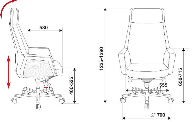 Кресло Бюрократ _ANTONIO/BLACK (Office chair _Antonio black leather cross aluminum) артикул 263490Si-1 фото 6
