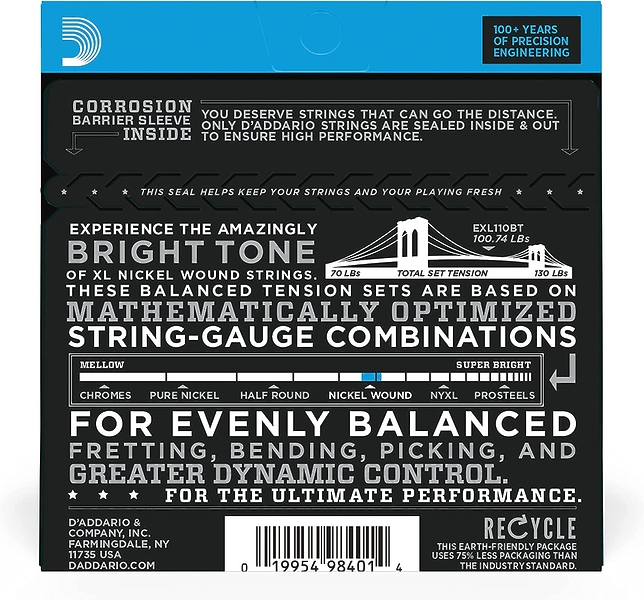 Струны D'Addario EXL110BT NICKEL WOUND BALANCED TENSION REGULAR LIGHT 10-46 артикул 274003Si-1 фото 3