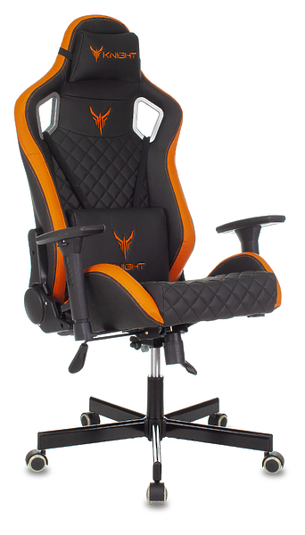 Кресло Knight OUTRIDER BO (Game chair Knight Outrider black/orange rombus eco.leather headrest cross metal) артикул 263358Si-1 фото 5