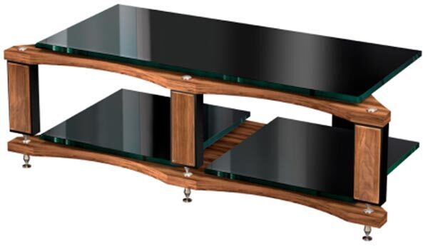Стойка под аппаратуру VOXmodule S-002 Maggiore (уровни 2, shelf ash, Tinted black glass, legs black moire, plugs silver) артикул 237524Si-1