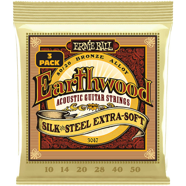 Струны для акустической гитары Ernie Ball 3047 Earthwood Silk&Steel Extra Soft 80/20 10-50 артикул 291614Si-1