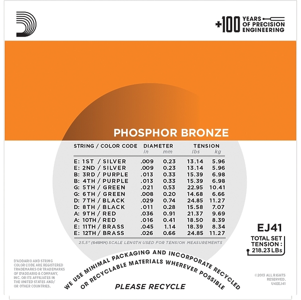 Струны для 12-струнной акустической гитары D'Addario EJ41 артикул 308073Si-1 фото 3