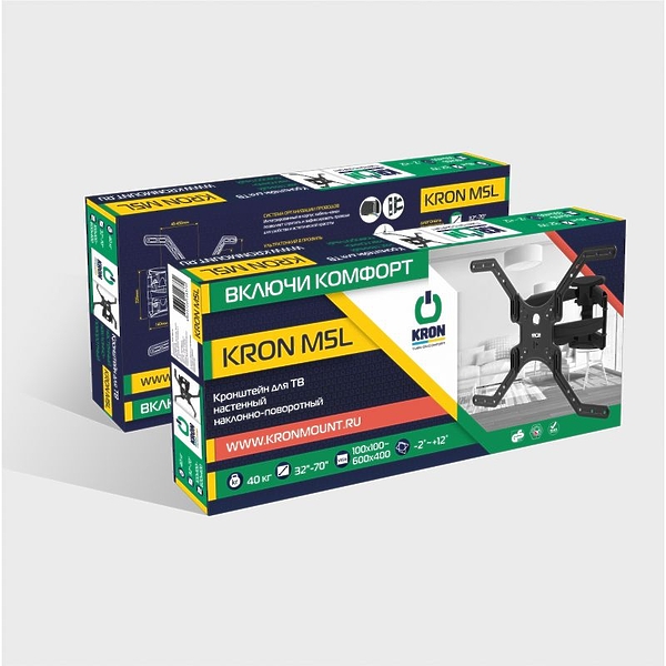 Кронштейн для телевизора Kron M5L black артикул 169535Si-1 фото 7