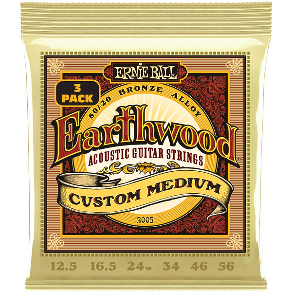 Струны для акустической гитары Ernie Ball 3005 Earthwood Custom Med 80/20 12.5-56 артикул 291610Si-1