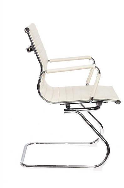 Кресло Бюрократ CH-883-LOW-V/IVORY (Office chair CH-883-LOW-V ivory eco.leather low back runners metal хром) артикул 263368Si-1 фото 4