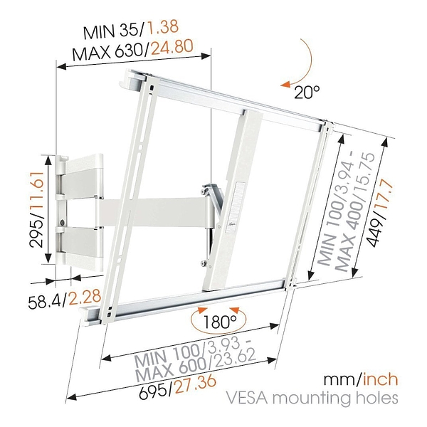 Кронштейн для телевизора Vogels THIN 545 White артикул 182069Si-1 фото 5