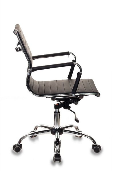 Кресло Бюрократ CH-883-LOW/BLACK (Office chair CH-883-LOW black eco.leather low back cross metal хром) артикул 263489Si-1 фото 4