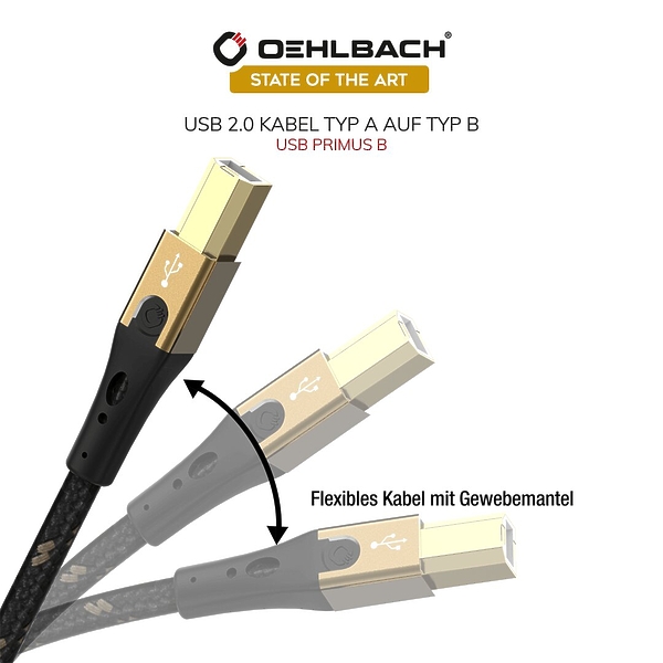 USB кабель Oehlbach Primus B, TypeA-TypeB, 0.50m (9540) артикул 260564Si-1 фото 3