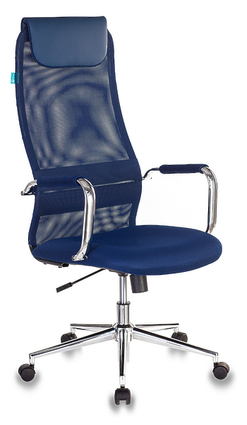 Кресло Бюрократ KB-9N/DB/TW-10N (Office chair KB-9N blue TW-05N TW-10N mesh/fabric headrest cross metal хром) артикул 263242Si-1