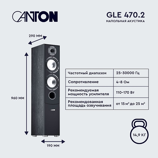 Напольная акустика Canton GLE 470.2 black артикул 053220Si-1 фото 5