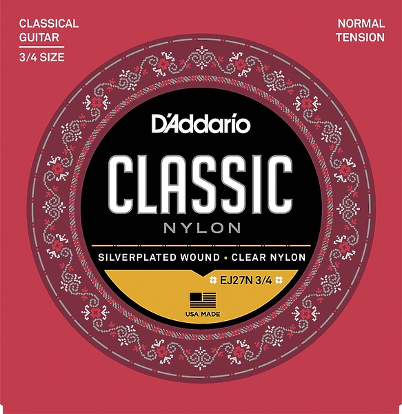 Струны D'Addario EJ27N 3/4 SET CLR/SILVER NORM 3/4 GTR артикул 274028Si-1