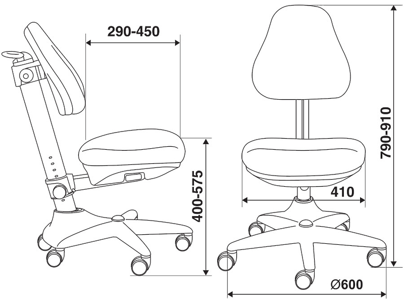 Кресло Бюрократ KD-2/G/PENCIL-BL (Children chair KD-2 blue pencils cross plastic) артикул 263510Si-1 фото 7