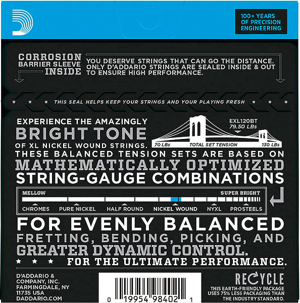 Струны D'Addario EXL115BT NICKEL WOUND, BALANCED TENSION MEDIUM, 11-50 струны для электрогитары, 11-50 артикул 273667Si-1 фото 3